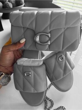 Coach Quilted Crossbody Bag and Slide Sandals - Gray